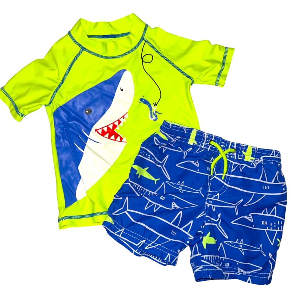 *RARE* Carter’s Shark Swim Trunks & Rash Guard Set